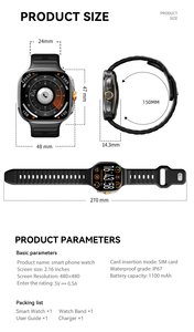 2.16인치 AMOLED 스크린 4G 스마트 워치 M99, 190도 회전 카메라, NFC, 영상 통화, 글로벌 포지셔닝, 3+32G 스마트워치 - Product Image 6