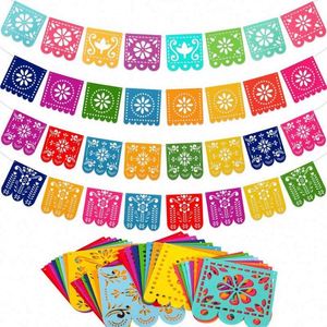 Guirnaldas de Fieltro Cuadradas del Día de Muertos Mexicano, Guirnaldas de Papel Picado de Plástico, Banderas Decorativas para Fiestas de Carnaval Transfronterizas - Product Image 1