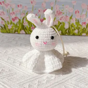 Woven white Rabbit Perfect Hanging Wall Decor Desk Animal Ornament Gift