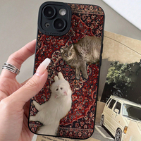 Coque de téléphone portable en TPU avec motif Totem Fleur Chat et protection de l'objectif pour iPhone X Xr Xs 11 12 13 14 15 16 17 Pro Max