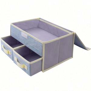 Durable Colorful Fabric Waterproof Oxford Cloth Foldable Two Layer Underwear <b>Storage</b> Box Bin Containers <b>Organizer</b> with 3 <b>Drawers</b> - Product Image 6