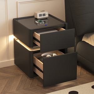 Chevets flottants naturelistes avec lampe intelligente, 2 tiroirs, <span class=keywords><strong>table</strong></span> <span class=keywords><strong>de</strong></span> <span class=keywords><strong>chevet</strong></span> pour chambres à coucher, hôtels - Product Image 2