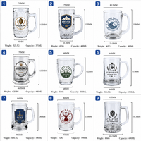 Mug en verre classique pour bière de blé avec poignée, logo personnalisé, écologique et réutilisable, emballage cadeau personnalisé en gros, prêt à être expédié