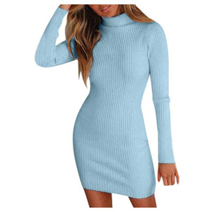 Abbigliamento donna autunno a collo alto nuovo abito Slim Fit con gonna di temperamento abito aderente abito abito ad alta elasticità - Product Image 1