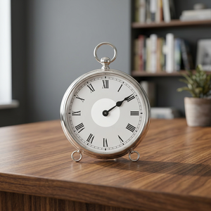 Reloj de Bolsillo de Estilo Vintage, Reloj de Mesa con Esfera Blanca y Patas - Pequeño Reloj de Escritorio Antiguo de Latón, Reloj de Bolsillo de Pie - Product Image 2
