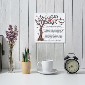 Placa Conmemorativa de Pájaro Cardenal Rojo - Regalo de Condolencias con Poema de Árbol Genealógico para el Luto por la Pérdida de un Ser Querido, Decoración de Mesa con Soporte - Product Image 6
