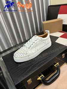 Men <b>White</b> Rivet Spike Printed Casual Sneakers Low Top <b>Lace</b> Up Leather Fashion Street Style Comfortable Non Slip Daily Walking Sh - Product Image 2