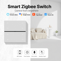 Interrupteur intelligent Zigbee innovant blanc 8 gangs en aluminium, 4 boutons de contrôle, 4 boutons de scène, indice de protection IP20, commande vocale, économie d'énergie