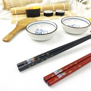 Set di Stoviglie Giapponesi Ecologiche Fortune Cat per <span class=keywords><strong>Sushi</strong></span>: Bacchette in Legno, Poggiabacchette/Piatto in Ceramica, Tappetino in Bambù per <span class=keywords><strong>Sushi</strong></span>, Piatto per Riso - Product Image 5