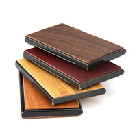 Dompet penyimpan kartu bisnis kayu profesional, dompet penyimpanan saku kayu bambu ramping, tempat kartu bisnis
