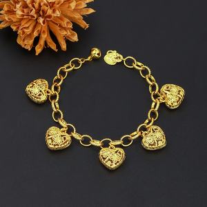 JXX Venta al por Mayor de Cadenas de Latón Chapadas en Oro de 24k con Dijes en Forma de Corazón para la Fabricación de Joyería y Pulseras Unisex de Moda - Product Image 2