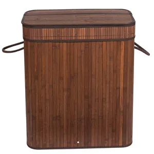 Large Bamboo Woven Dirty Clothes Storage Basket Bathroom Waterproof Eco-friendly Material Laundry Basket With Handle