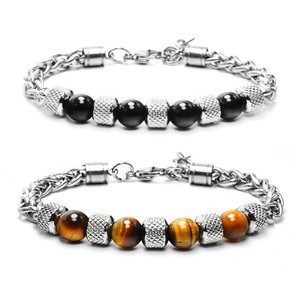 Pulsera de ojo de tigre de acero inoxidable, 8mm, cuentas de piedra, <span class=keywords><strong>2022</strong></span> - Product Image 1