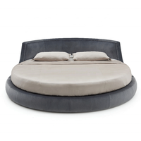 Lit plateforme rond en bois pour chambre à coucher, design moderne et confortable, taille king ou queen