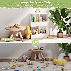 Petite <span class=keywords><strong>armoire</strong></span> empilable, rangement de vente au détail, armoires à rayures, bibliothèque en bois pour enfants et organisateur de jouets - Product Image 2