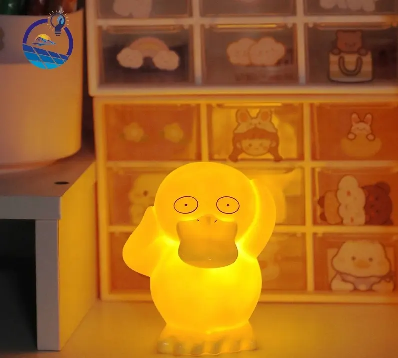 크리 에이 티브 귀여운 제니 거북이 침을 뱉어 불 용 귀여운 작은 LED 포크 레몬 램프 침실