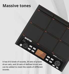 Pad de Percusión Electrónica Avatar PD705, 9 Pads de Activación, Pad de Muestras de Batería Digital Portátil con USB MIDI para Actuaciones en Escenario - Product Image 4