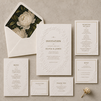 Ensemble d'invitations de mariage élégantes avec couronne en relief, cartes personnalisées imprimées pour les détails du mariage et les réponses RSVP
