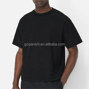 High Quality Custom Thick Cotton Washed T-shirt Hip Hop Blank Oversized Boxy Crop 320 Gsm t Shirt Heavyweight Vintage t Shirt - Product Image 3