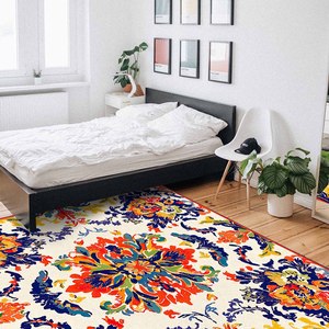 Drucken Sie wasch bare Retro Vintage Blumen großen Boho Bereich Teppich rutsch festen Teppich Distressed Akzent für Esszimmer Gästezimmer Büro - Product Image 3