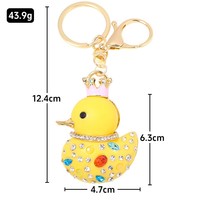 Porte-clés de voiture et pendentif de sac pour femme, motif petit canard jaune B400, avec strass créatifs et mignons, cadeau de festival, vente en gros