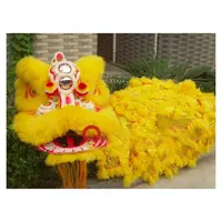 LWL004หรูหราสีเหลืองแฟชั่นสิงโตเต้นรำเครื่องแต่งกายสำหรับปีใหม่จีนแบบดั้งเดิม