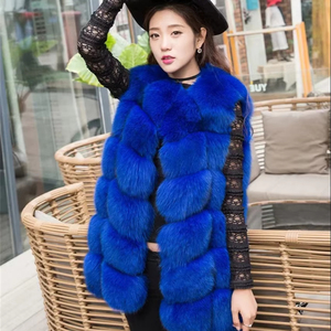 Gilet in Pelliccia <span class=keywords><strong>di</strong></span> Volpe Colorato, Giacca Invernale Senza Maniche, Gilet in Pelliccia <span class=keywords><strong>di</strong></span> Volpe Naturale per Donna, Design Caldo e Alla Moda, Cappotto in <span class=keywords><strong>Visone</strong></span> Streetwear - Product Image 1