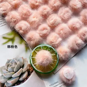 Vente en gros de 3cm de fourrure de vison véritable pom pom vêtements décoration fournitures boule de poils de vison artisanat boule de fourrure accessoires