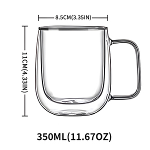 <span class=keywords><strong>Tasse</strong></span> en verre borosilicaté de 12 onces <span class=keywords><strong>Tasse</strong></span> à café transparente à poignée isolée à <span class=keywords><strong>double</strong></span> <span class=keywords><strong>paroi</strong></span> pour les boissons laitières à thé Lattes pour Noël - Product Image 2