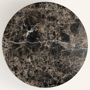 Kumusi Modern Round Volakas <strong>White</strong> Marble Coffee <strong>Table</strong> Living Room Luxury Natural Customized Dark Emperador <strong>Side</strong> <strong>Table</strong> - Product Image 3