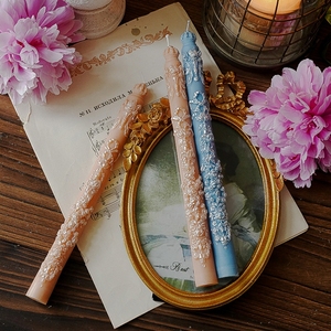 Velas Aromáticas Vintage Hechas a Mano, Altas y con Relieve, en Tonos Pastel, Populares para Celebraciones Nocturnas - Product Image 5