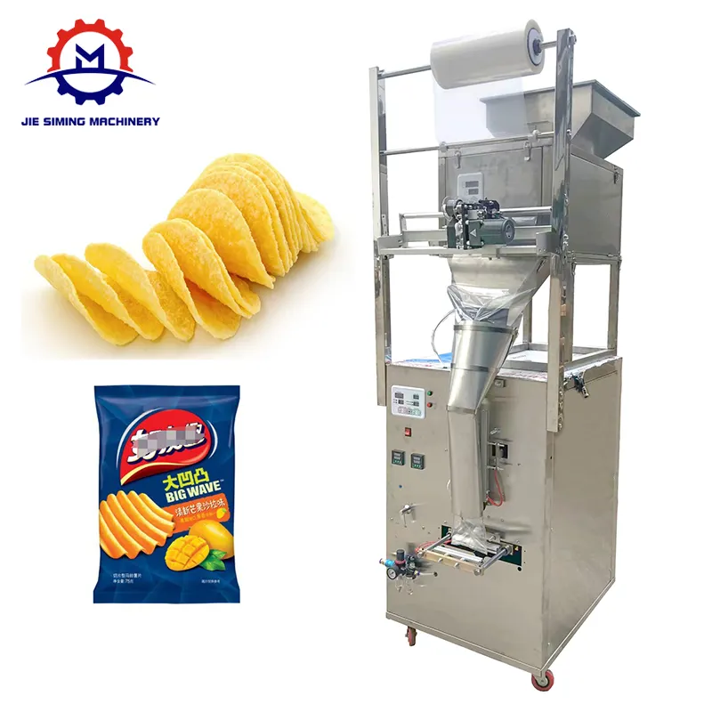 JSM-SP420 Vertical Automatic Snack Pipoca Plantain Batata Chips Máquina De Embalagem De Chip De Banana Máquina De Embalagem Com Nitrogênio