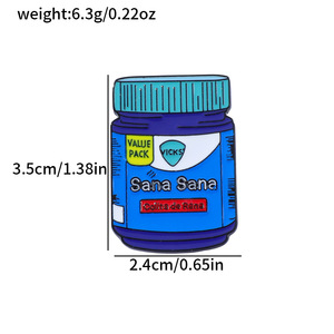 Broche en métal émaillée en alliage, motif bouteille de médicament bleue, avec slogans et citations sur le thème de <span class=keywords><strong>la</strong></span> colite de rana, par Creative Sana Sana - Product Image 2