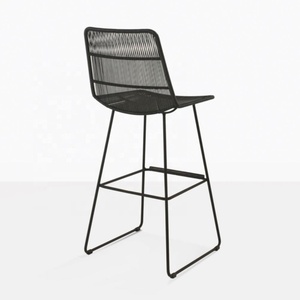 Modern Outdoor Rope <b>Bar</b> <b>Stool</b> Minimalist Patio Garden Wicker High Chair Metal Frame Counter Height Barstool Kitchen Furniture - Product Image 3