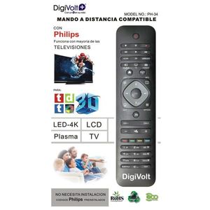 DigiVolt <b>Remote</b> <b>Control</b> PH-34 Compatible With Philips <b>TVs</b> LCD LED 4K Plasma <b>TV</b> - Product Image 1