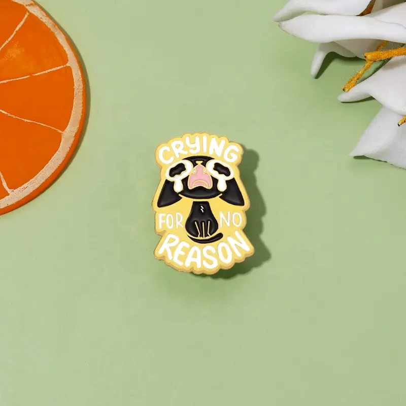 Crying For No Reason Cat Enamel Pin Custom Cartoon Sad Animals On Clothes Backpacks Brooches Lapel Pin Jewelry Gifts Wholesale