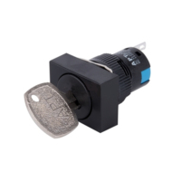 Boutons électroniques industriels à LED lumineux, à encastrer, bleus, à tête plate, avec anneau extérieur en alliage d'argent, indice de protection IP67, 30 mm, 1NO1NC, 5A