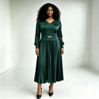 Robe plissée Miyake pour femme, taille plus, style africain, avec broche florale 3D et taille festonnée, longueur cheville, collection automne 2026