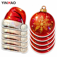 Autocollant découpé sur mesure, imperméable, en vinyle holographique étoilé, décoration de Noël, autocollant scintillant pour coffret cadeau de Noël