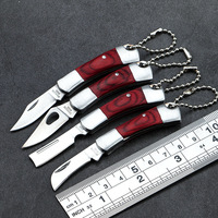 Couteau pliant tactique miniature pour le camping en plein air, lame en acier 440C + manche en bois, camping, chasse, survie en plein air, outils EDC