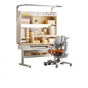 Ensemble bureau et chaise en bois pour enfants <span class=keywords><strong>Igrow</strong></span> avec hauteur réglable, étagère intégrée et tiroirs de rangement pour usage domestique - Product Image 1