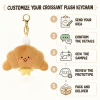 Porte-clés en peluche personnalisé Chef Croissant, adorable ours en peluche de dessin animé, pendentif de sac, cadeau de vacances, décoration intérieure, OEM ODM, faible MOQ