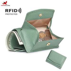 Fashional Minimalist Solid Color Leather Women's RFID Card <b>Bag</b> Wallet Lightweight <b>Mini</b> Portable Wallet RTS Bulk Mixed Order - Product Image 1