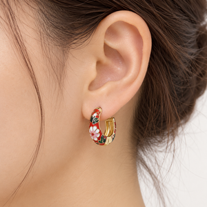Pendientes de flores coloridos para mujer, pendientes de estilo retro y dulce para uso diario, accesorios para las orejas de estilo francés - Product Image 2