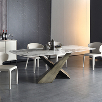 Ensemble meuble de table à manger de forme carrée, haut en marbre, mobilier de Villa, livraison gratuite