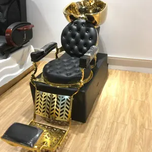 Kingshadow Luxury Black shampoo sedia salone mobili per capelli sedia lavabile con ciotola