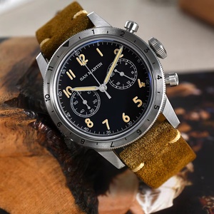 San Martin 39.5mm Vintage Men Watch Style VK64 Pilot Type <b>Chronograph</b> Leather Watches Retro Luminous 10Bar SN0127G - Product Image 4