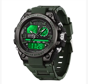 Montre numérique sportive étanche à double affichage DF0823, montre électronique pour homme, vente directe, montre pour homme avec écran minéral - Product Image 4