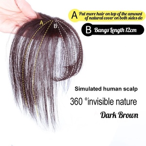 <span class=keywords><strong>Extension</strong></span> capelli umani un pezzo frangia aria legata a mano lisci 3D Clip in frangia capelli per le donne - Product Image 4