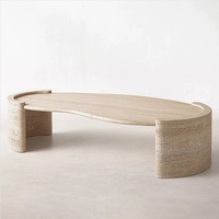 Table basse en travertin naturel, forme irrégulière, table centrale moderne en travertin pour salon